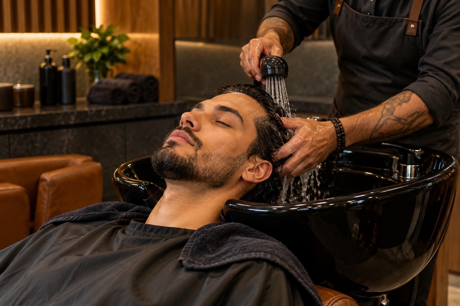 Lavagem correta do cabelo masculino em salão